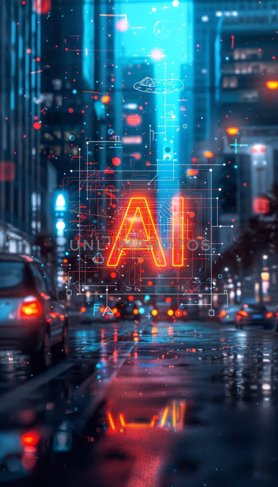 Abstract ai letters on bokeh background illustrating new concepts in artificial intelligence