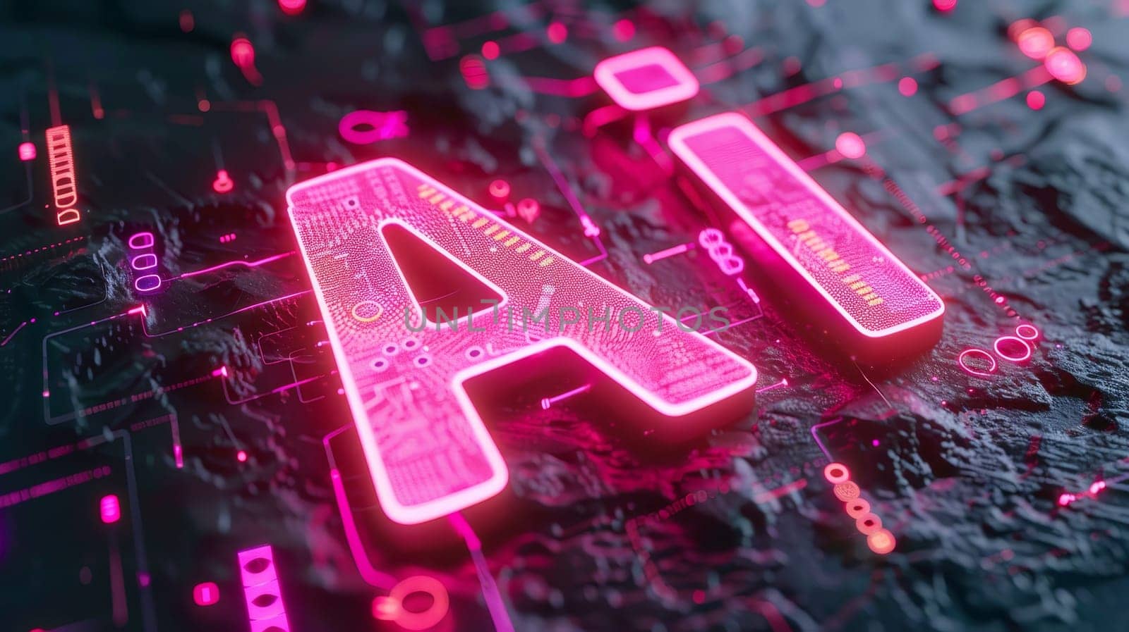 Abstract bokeh background with ai letters, signifying innovative artificial intelligence concepts