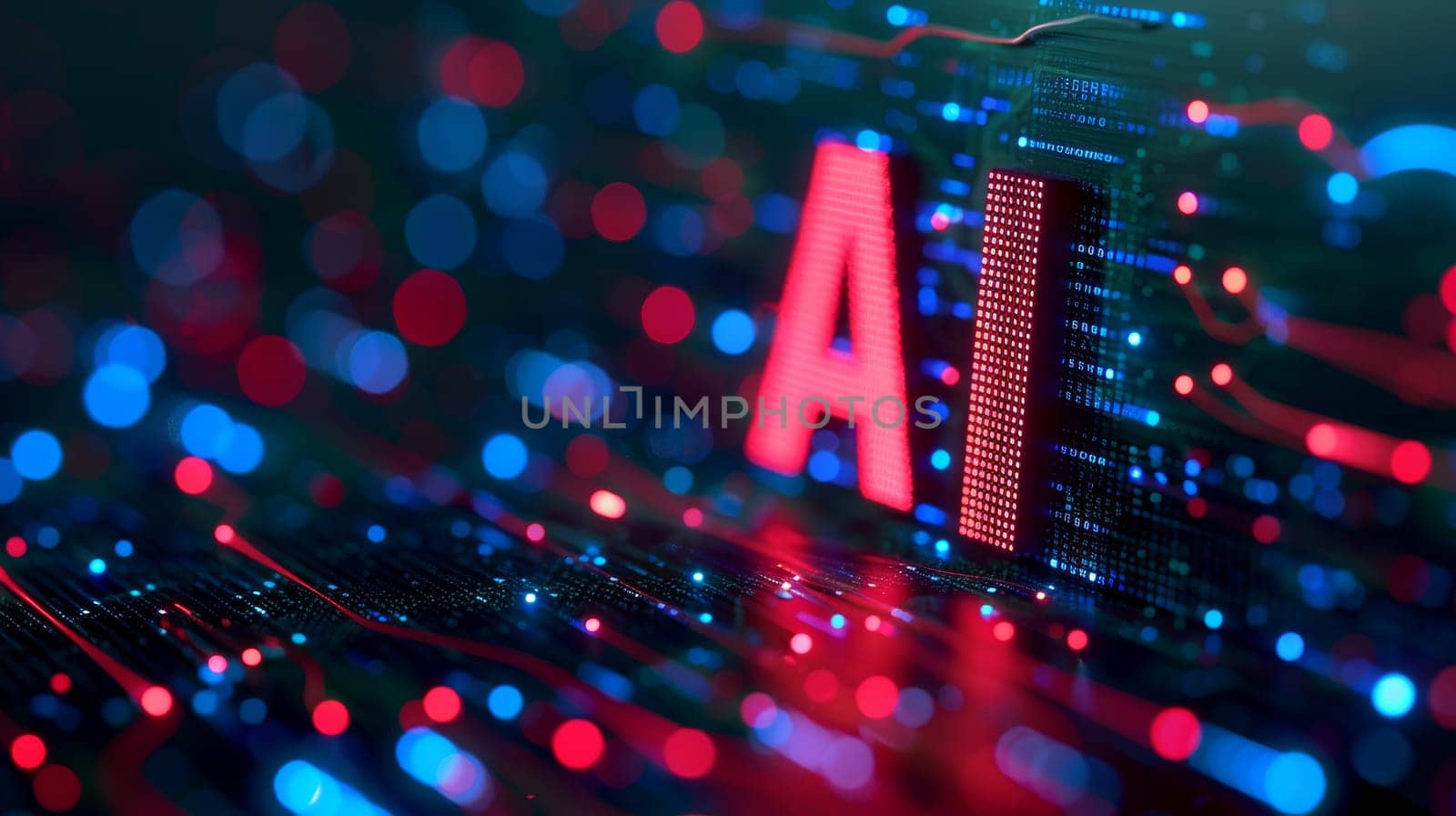 Ai concepts in abstract bokeh background, symbolizing new artificial intelligence ideas