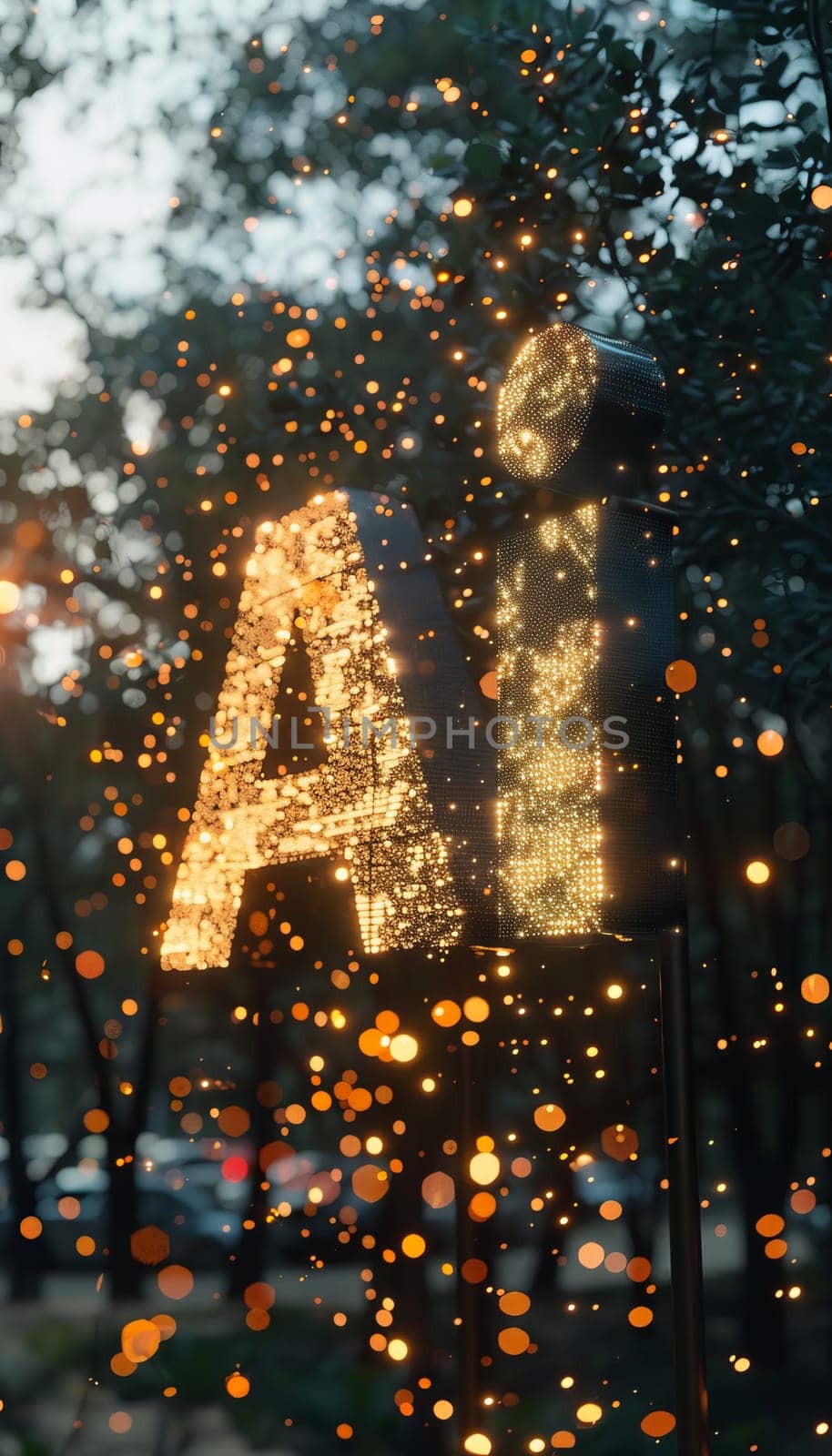 Abstract ai letters on bokeh background representing innovative artificial intelligence ideas