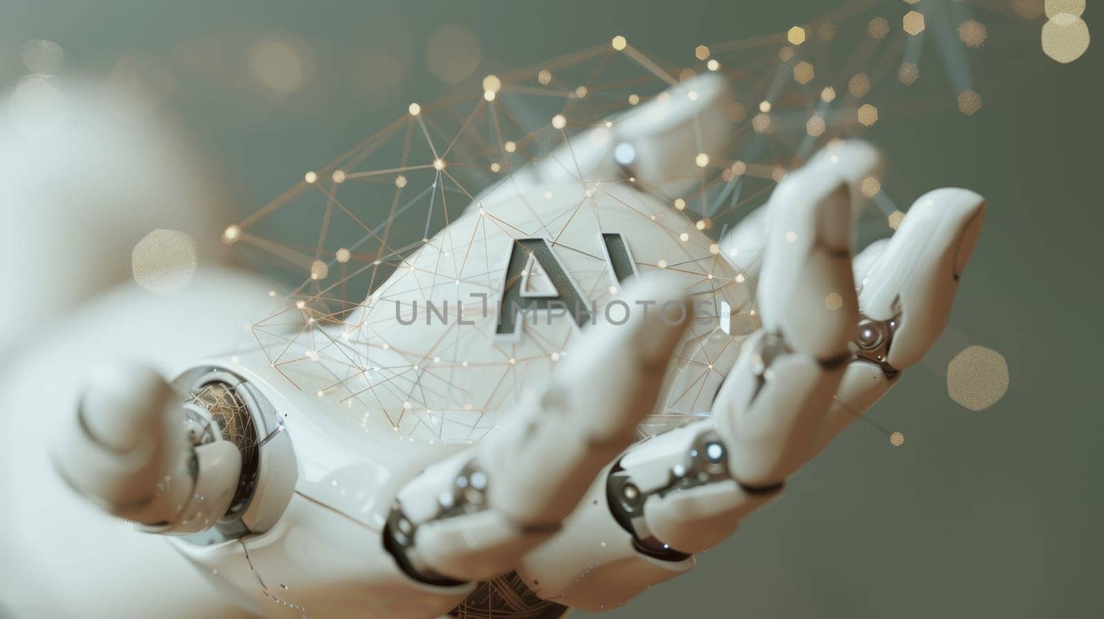 Robot hand with ai letters signifying advanced artificial intelligence concepts