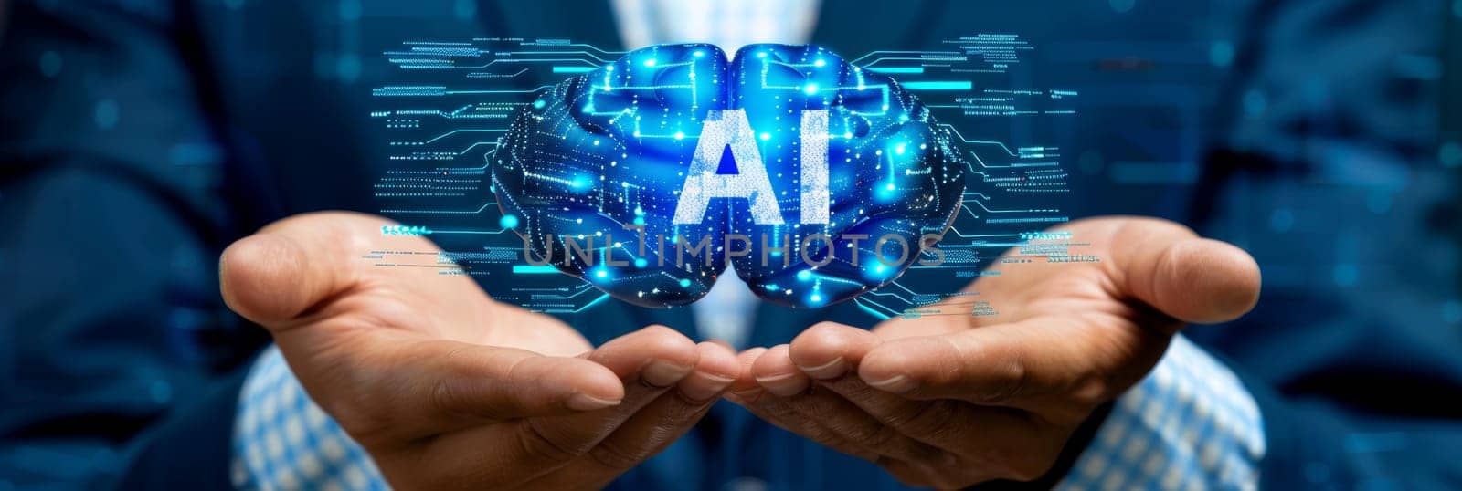 Close up of hands holding ai letters signifying emerging artificial intelligence ideas