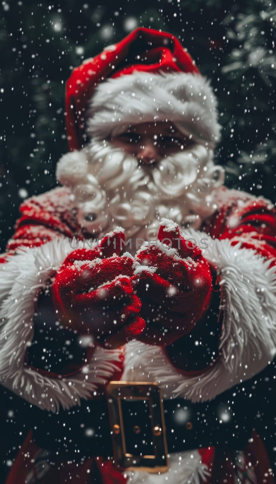 Santa s hands holding for mockup, christmas, new year concepts and future resolutions
