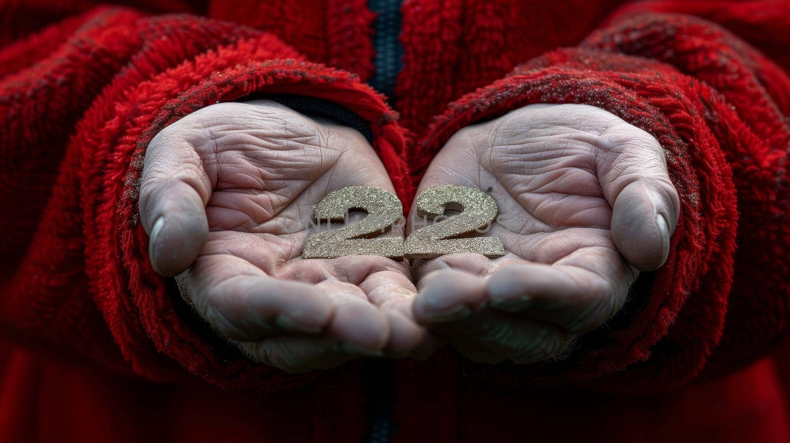 Hands holding 22 number, symbolizing new year and future concepts for celebrations