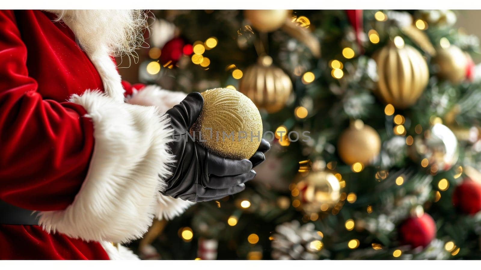 Santa claus with christmas decoration signifying new year and future concepts