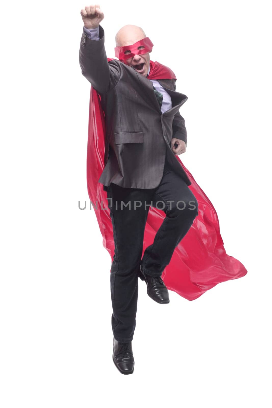 business man in a superhero mask and Cape. by asdf