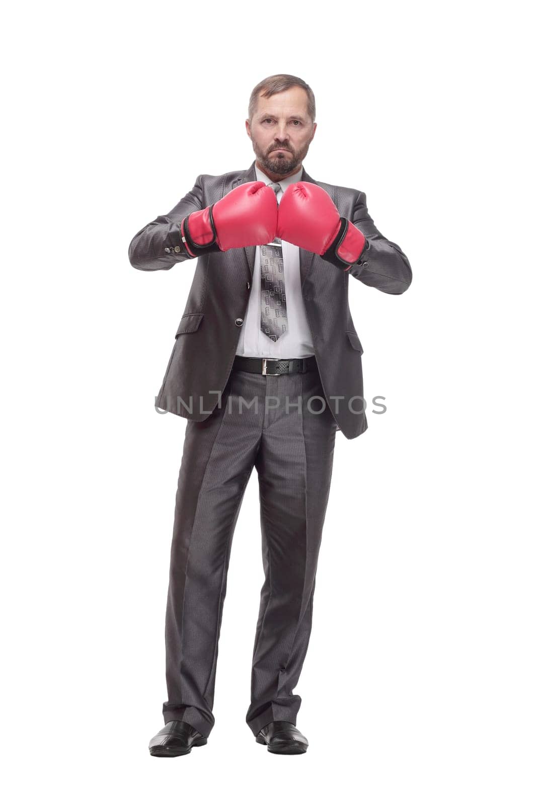 business man in Boxing gloves. isolated on a white background. by asdf