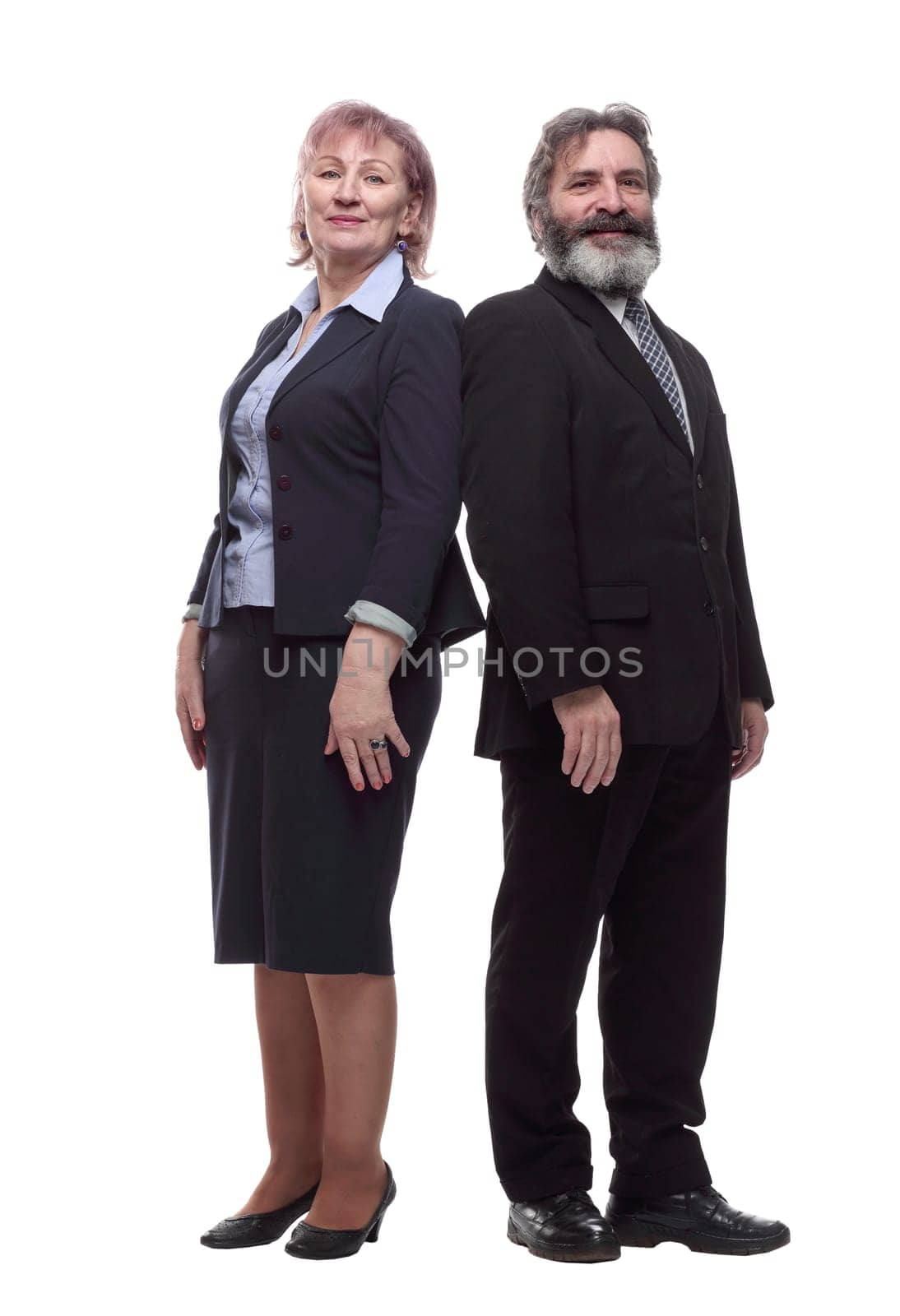 businessman and businesswoman showing thumbs up. isolated on a white by asdf