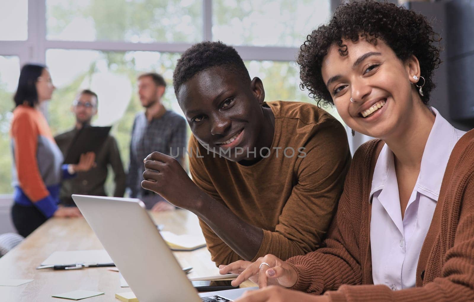 Smiling professional business leaders and employees group team portrait by asdf