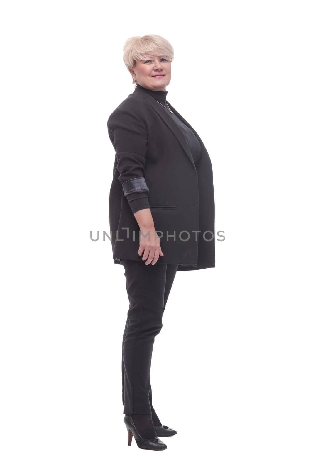 in full growth. attractive business woman in casual clothes. isolated on a white background.