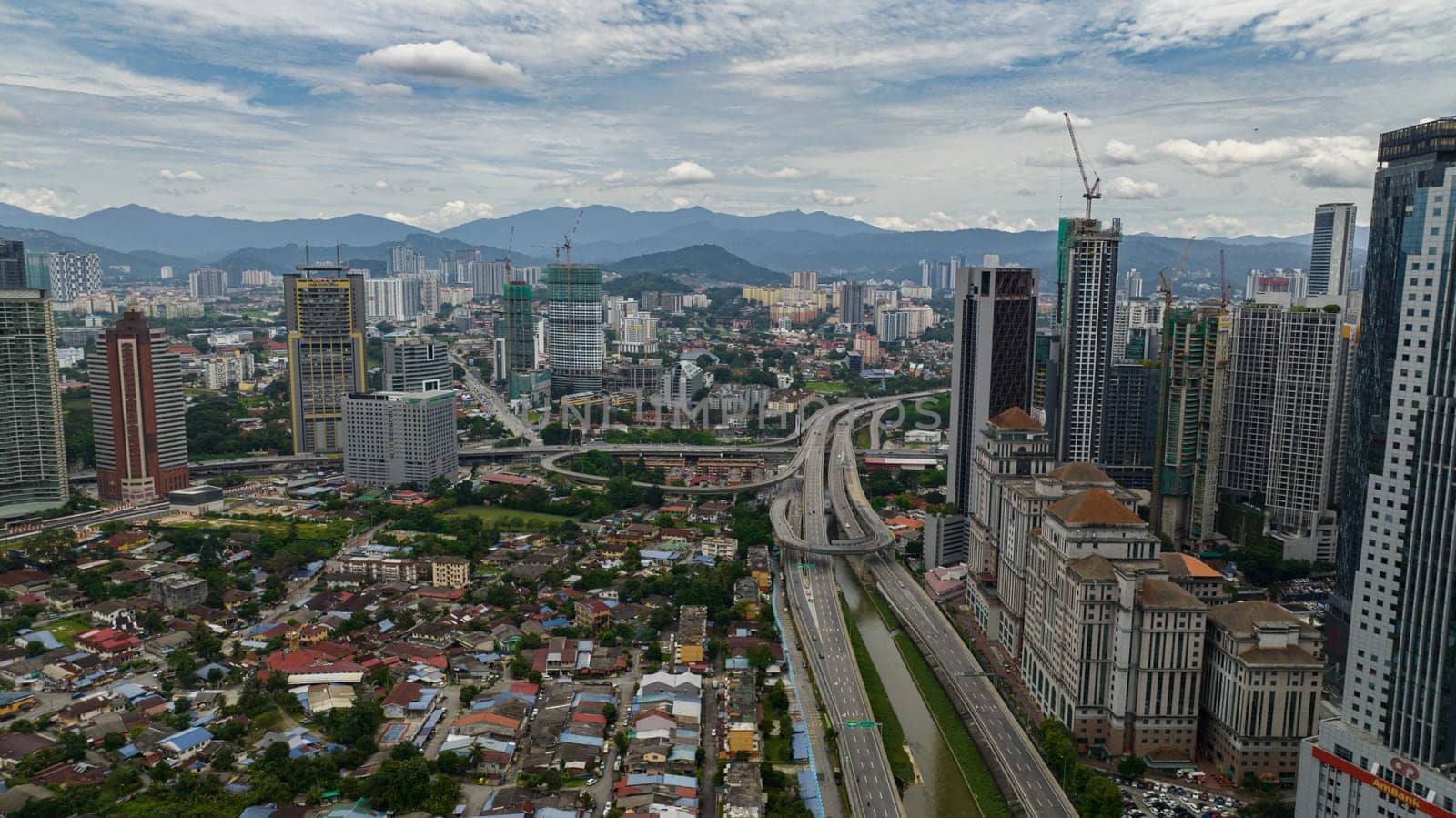 Kuala Lumpur, Malaysia - September 11, 2022: City of Kuala Lumpur with high-rise buildings and skyscrapers.