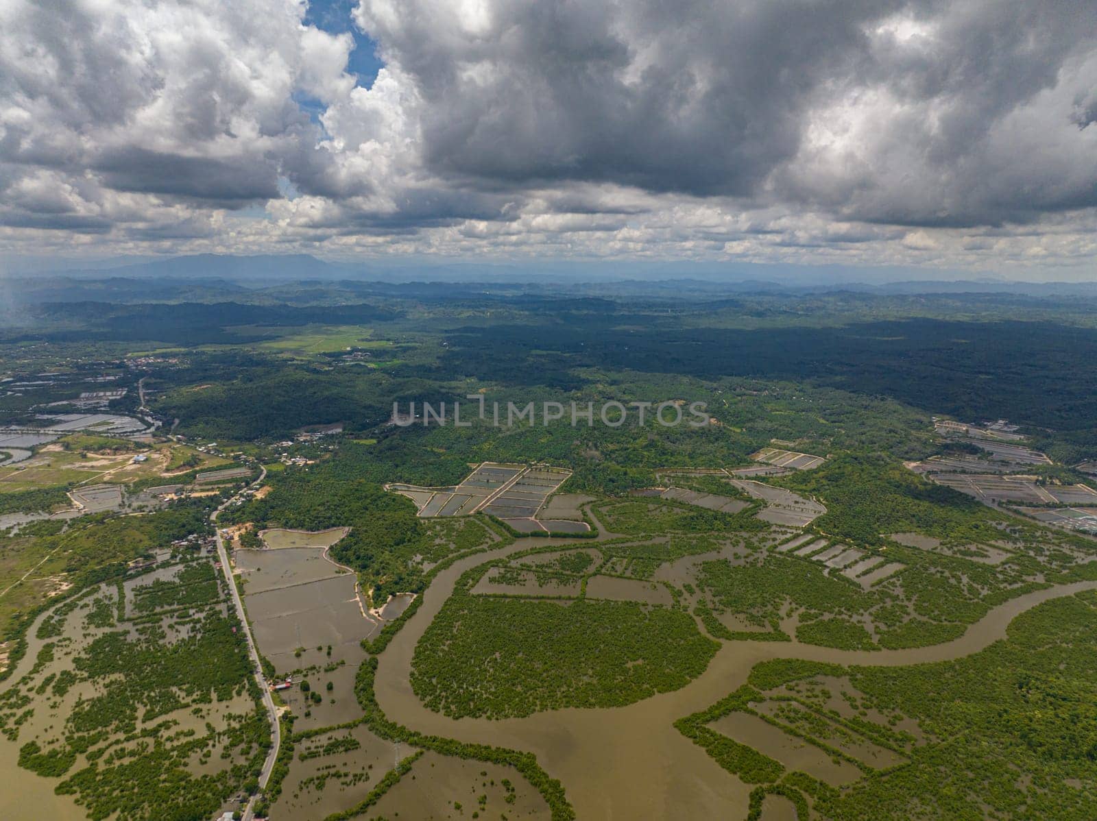 Countryside with farmland and rice fields. Sumatra. Indonesia.