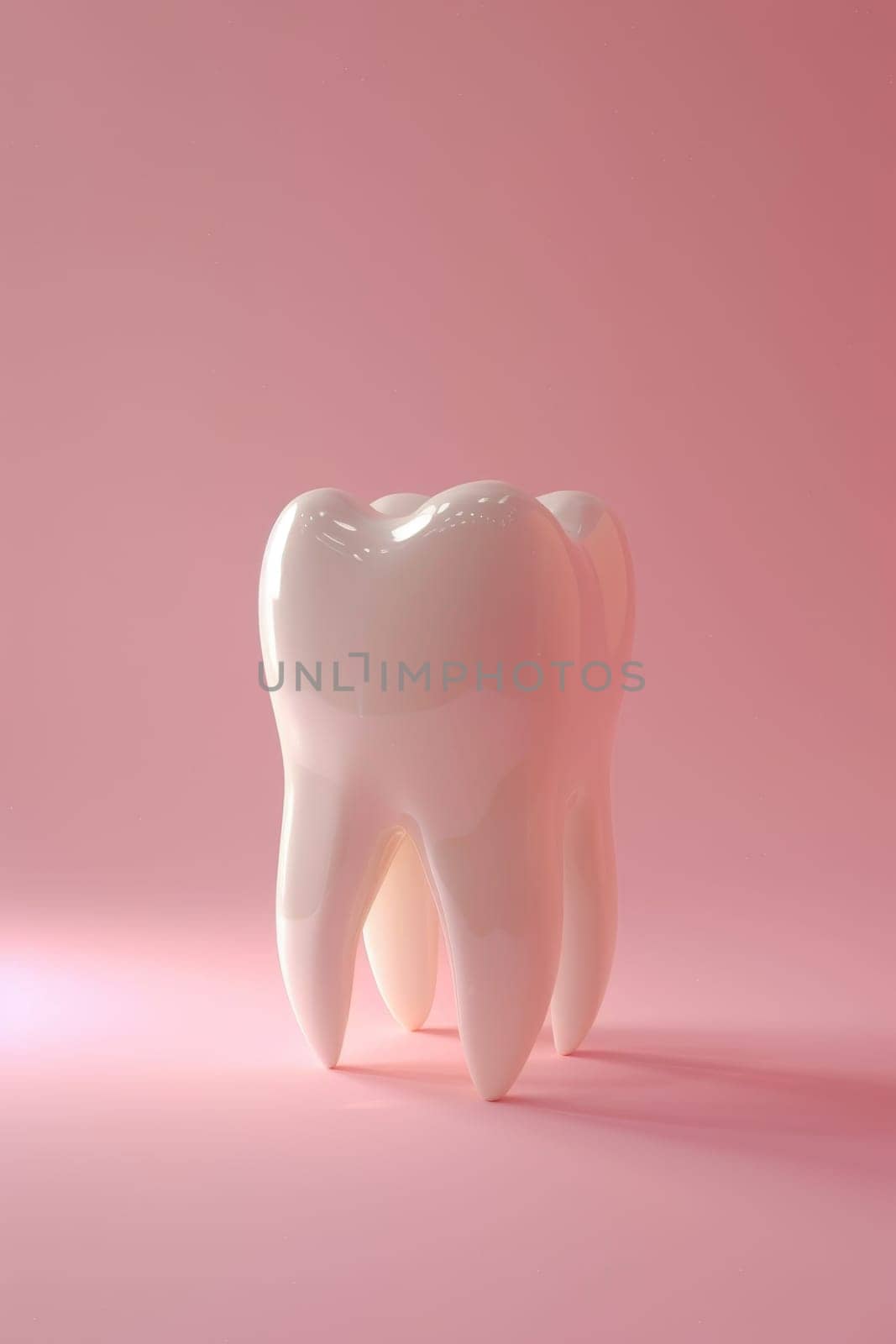 Snow white tooth symbolizing dental health on solid color background, concept of dentistry