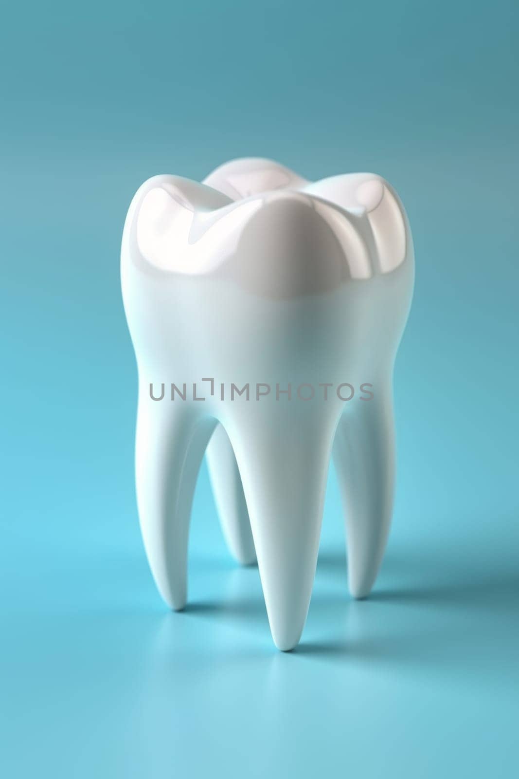 Single white tooth on plain backdrop, symbolizing dental health and dentistry concept