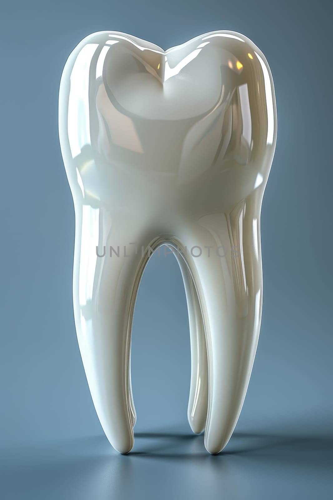 Concept of dentistry snow white healthy tooth on solid background symbolizing oral health care
