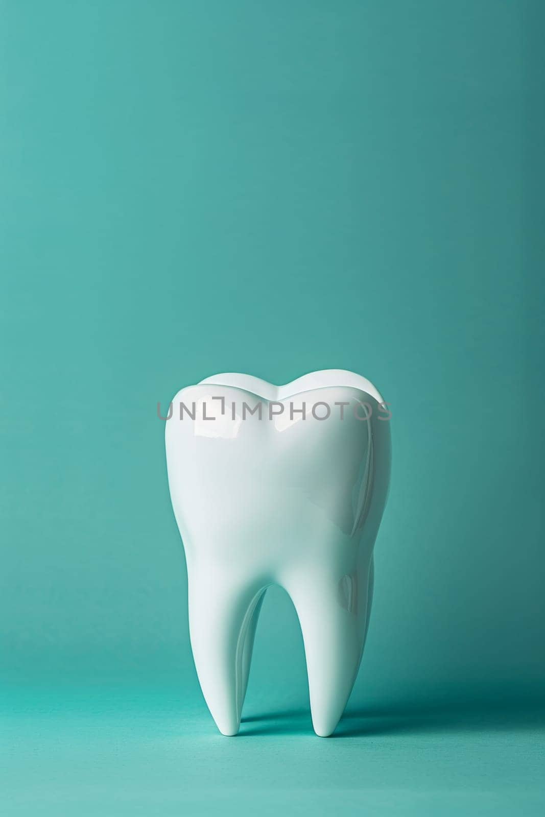 Snow white healthy tooth representing dentistry on solid background, concept of dental care