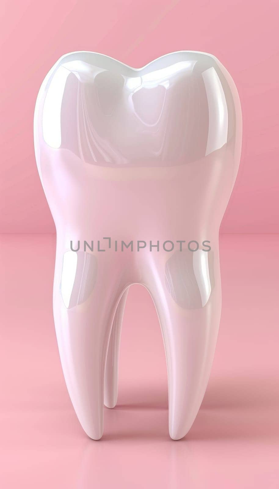 Snow white tooth implant symbolizing the concept of dentistry on a plain background