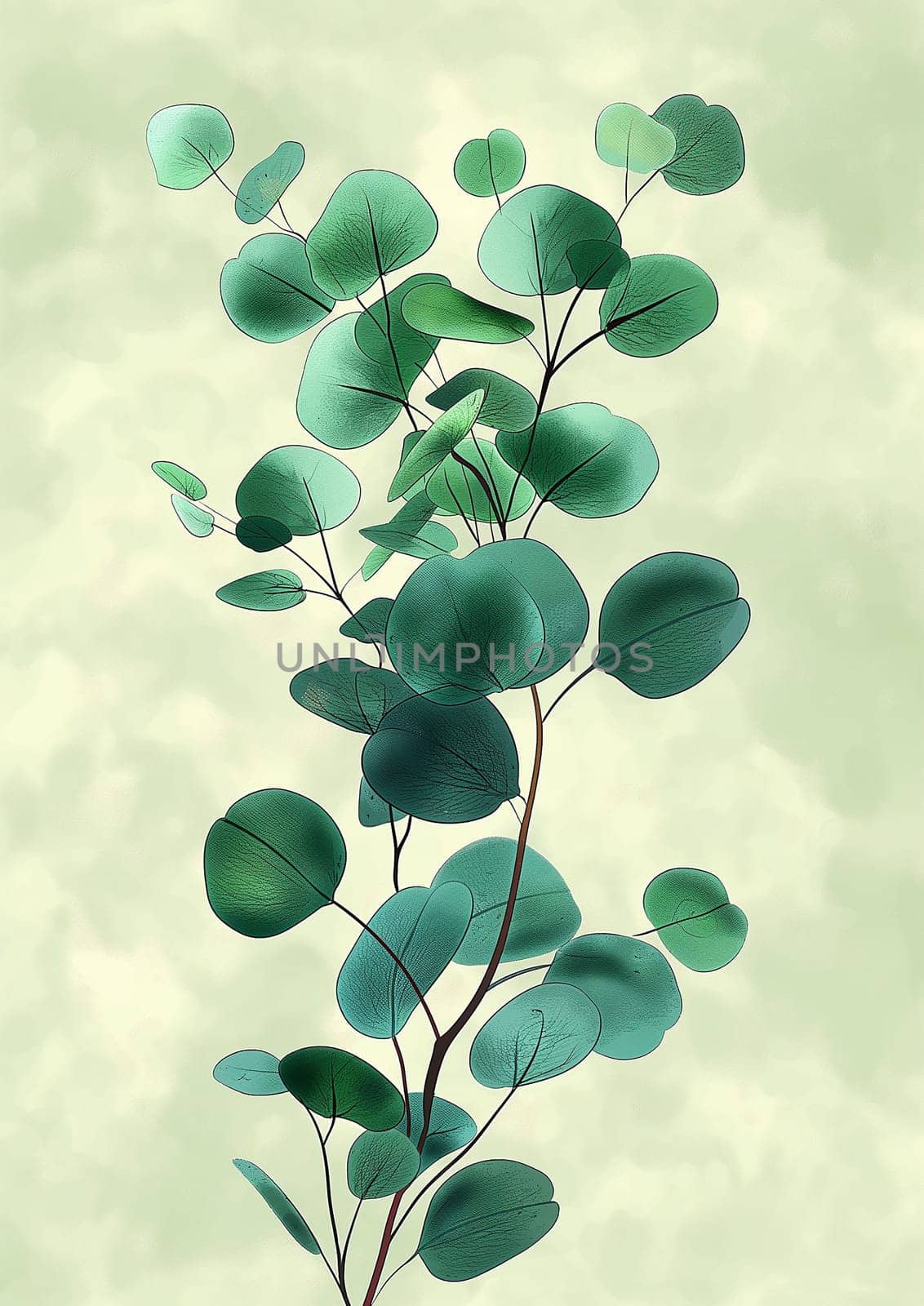 Eucalyptus botanical greenery leaves foliage nature plant branch artwork illustration drawing