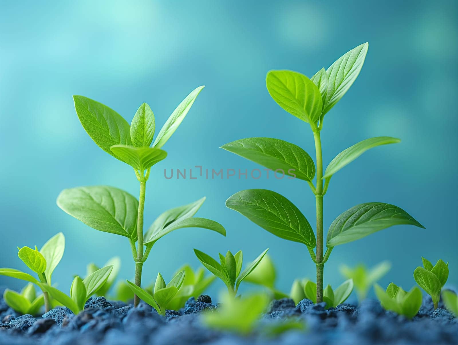 Young green seedlings in growth stage, nature's eco-friendly botanical leaves and sprout display