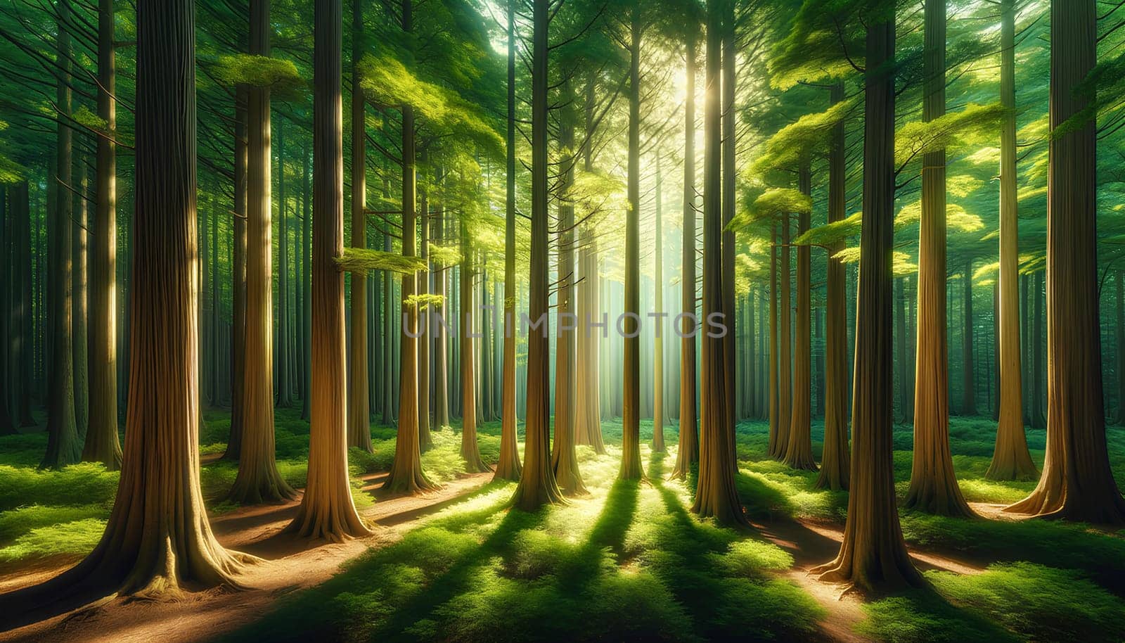 a beautiful majestic cedar grove on a sunny day.