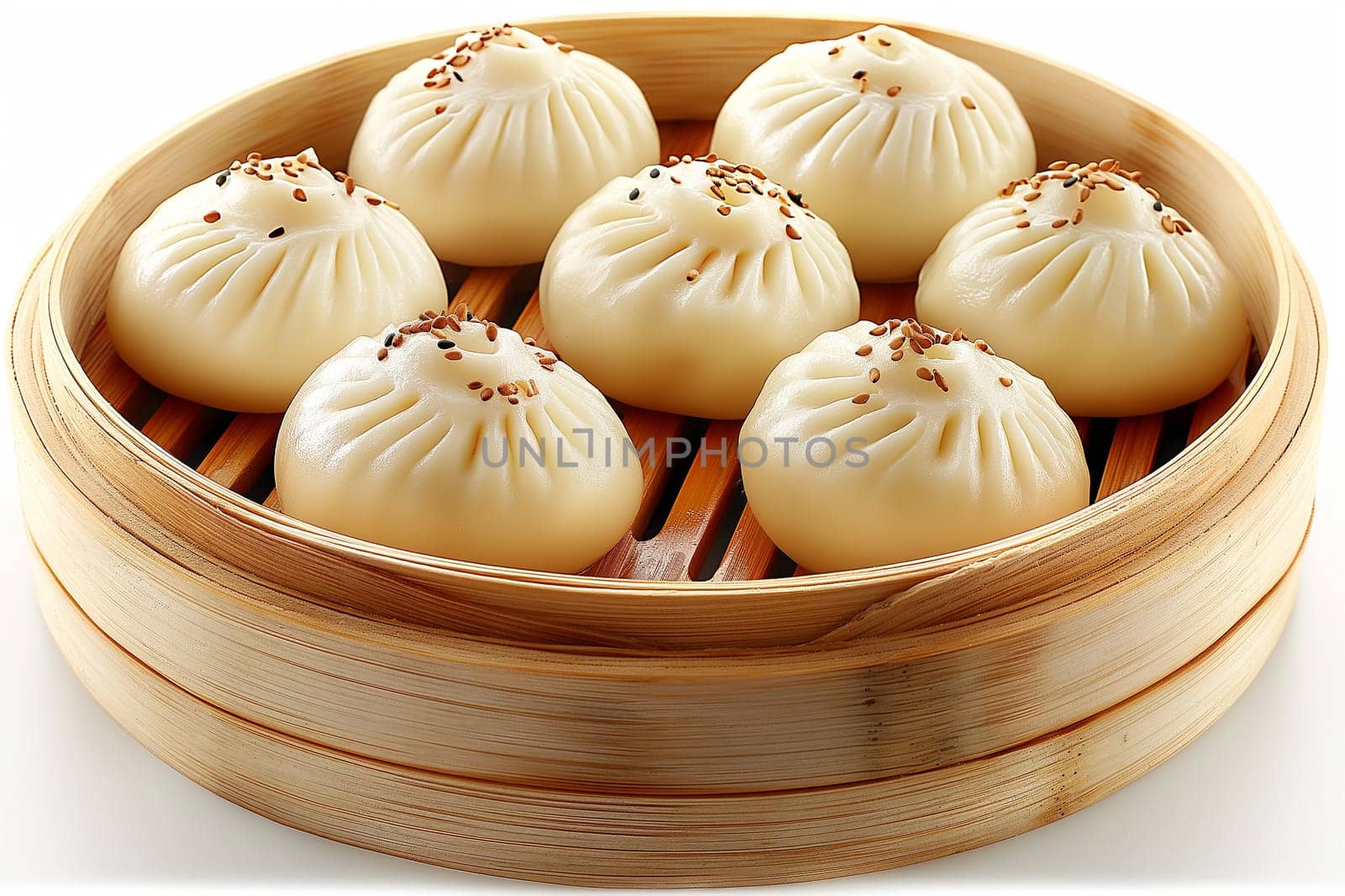 Steamed dumplings in a bamboo basket, a perfect Asian cuisine snack and traditional treat