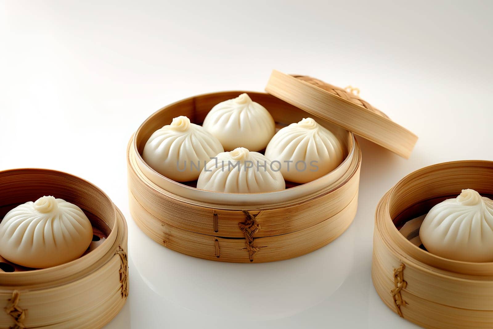 Steamed dumplings in bamboo baskets showcasing delicious traditional Asian cuisine