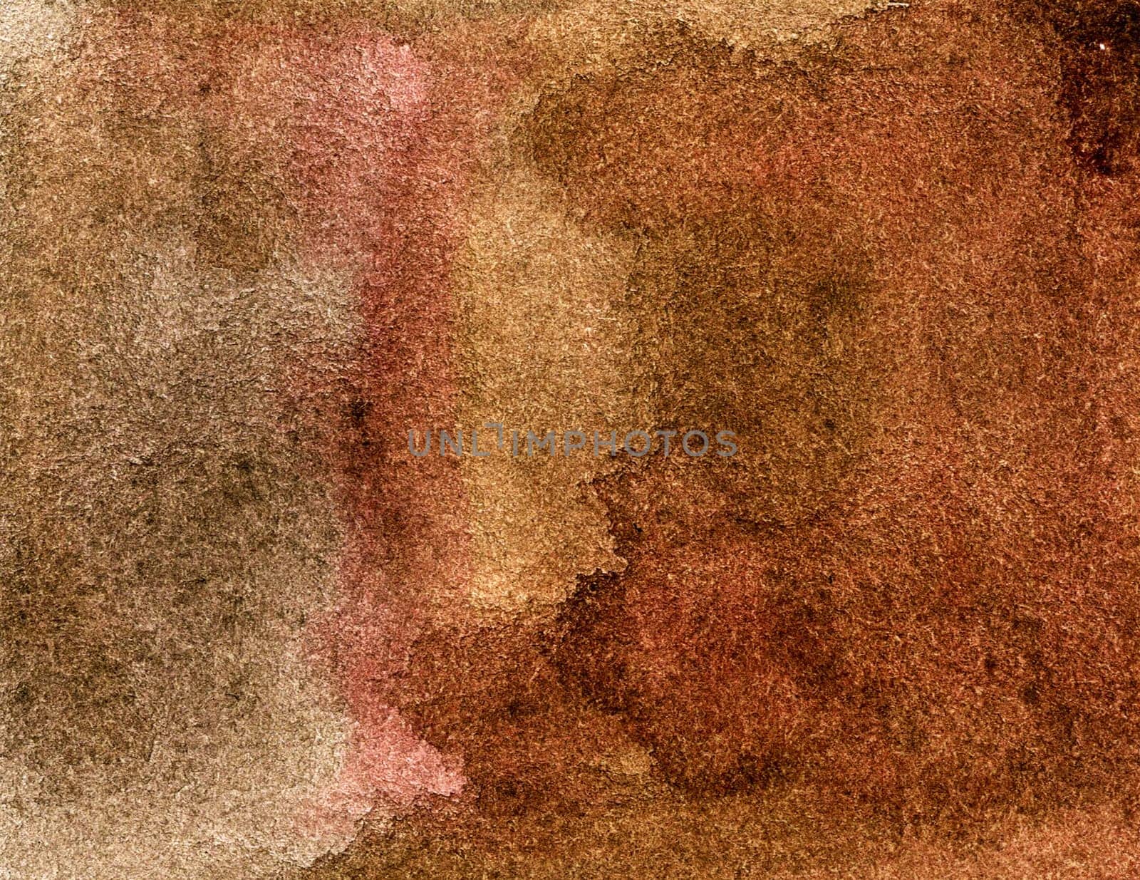 Watercolor vintage grange brown background with spots and streaks. Hand-drawn illustration
