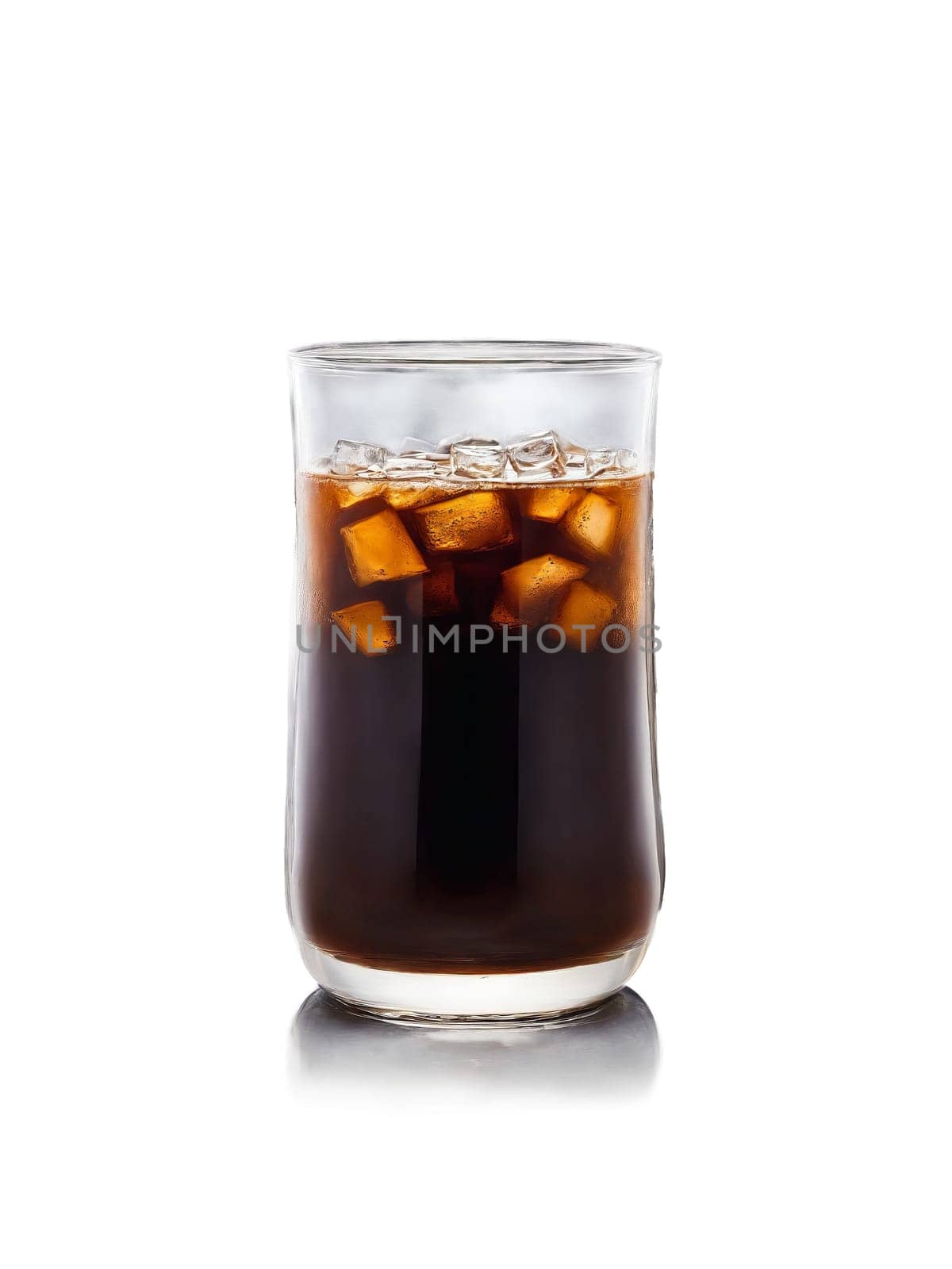 Cold Brew A deep dark cold brew in a cylindrical glass with condensation on the. Drink isolated on transparent background.