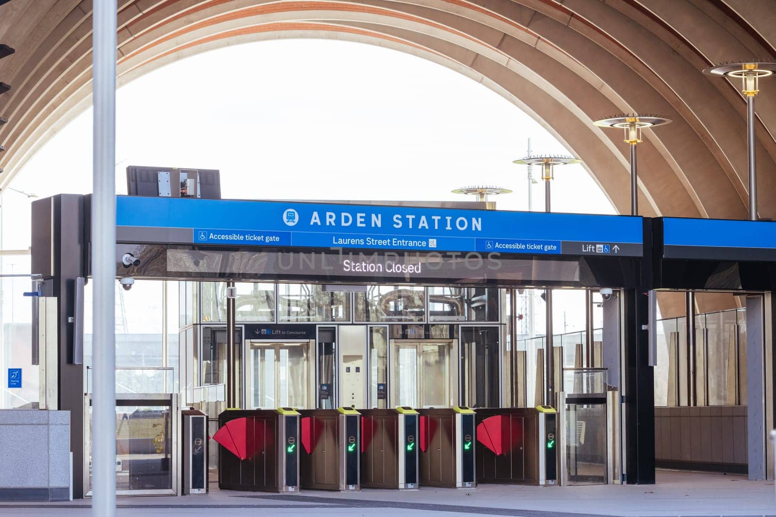 MELBOURNE, AUSTRALIA - AUGUST 18: Arden Station built as part of the Metro Tunnel project is completed and in testing phase before opening. Located in North Melbourne, Victoria, Australia and taken on August 18th 2024