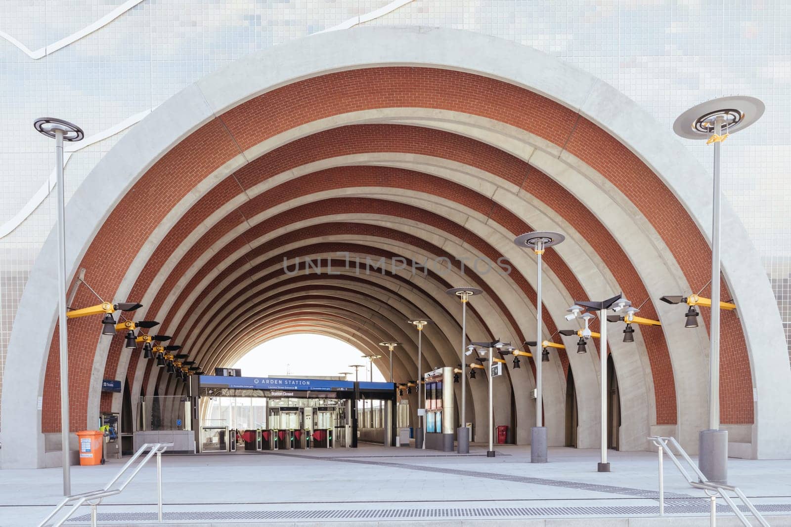 MELBOURNE, AUSTRALIA - AUGUST 18: Arden Station built as part of the Metro Tunnel project is completed and in testing phase before opening. Located in North Melbourne, Victoria, Australia and taken on August 18th 2024