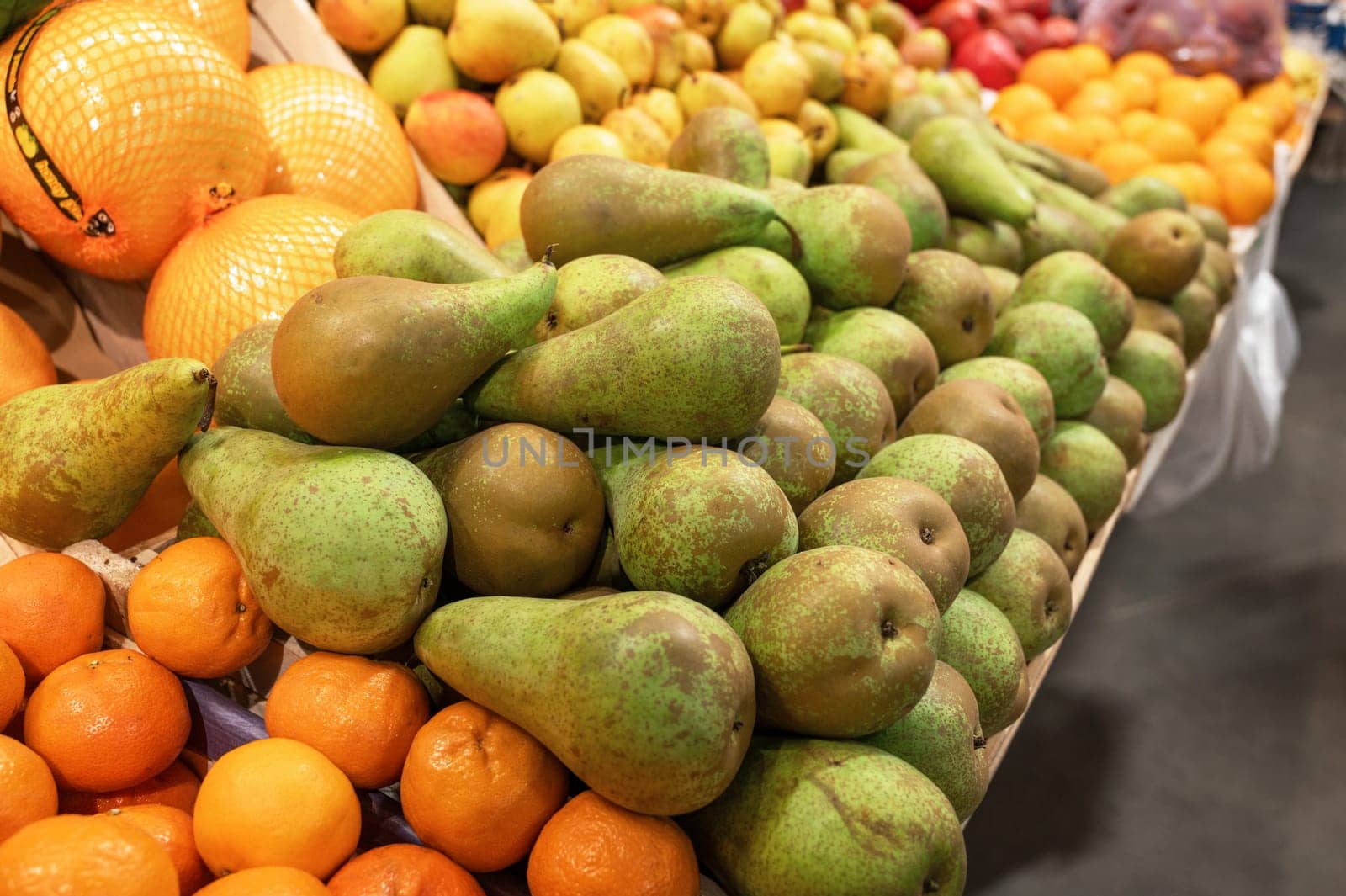 Assortment of fresh fruits at market
