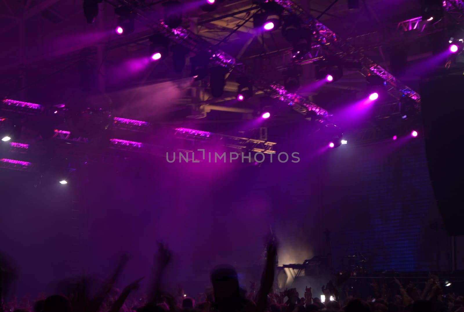 Scene. Stage equipment. The atmosphere at the concert. High quality photo
