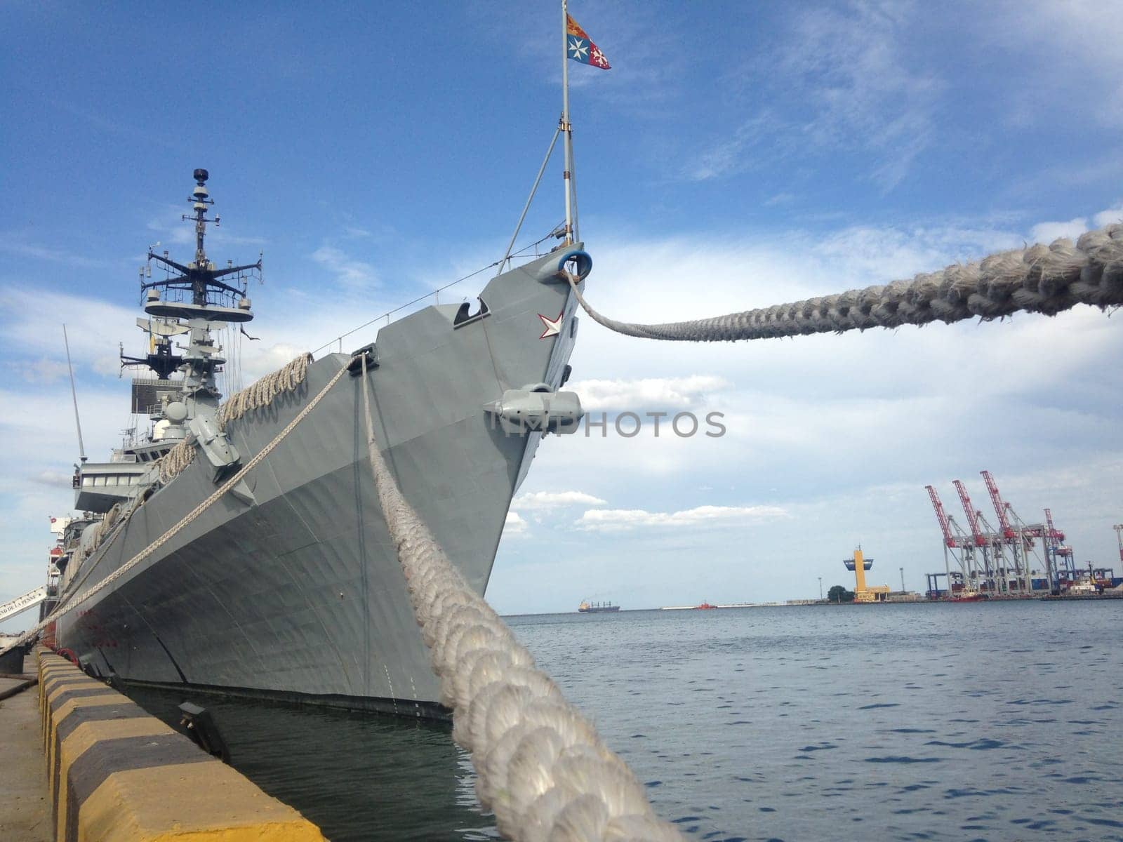 A warship is moored in the port of Odessa. Ukraine. by Maksym