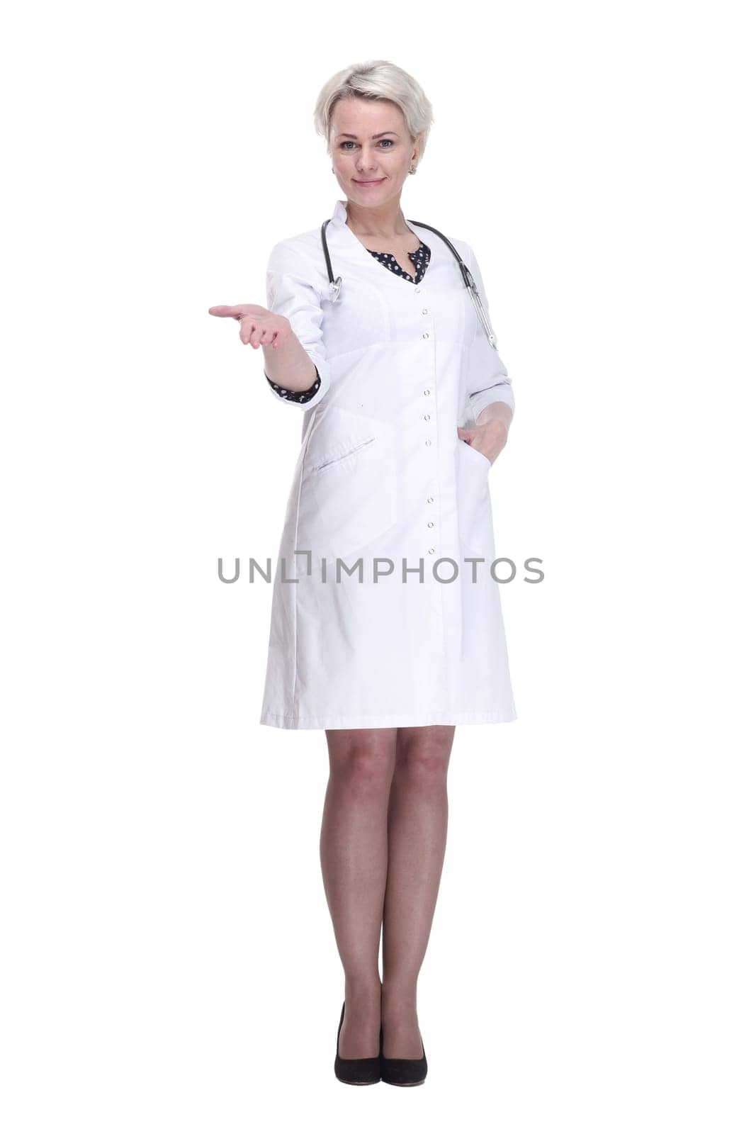 portrait of a young woman doctor . isolated on a white background. by asdf