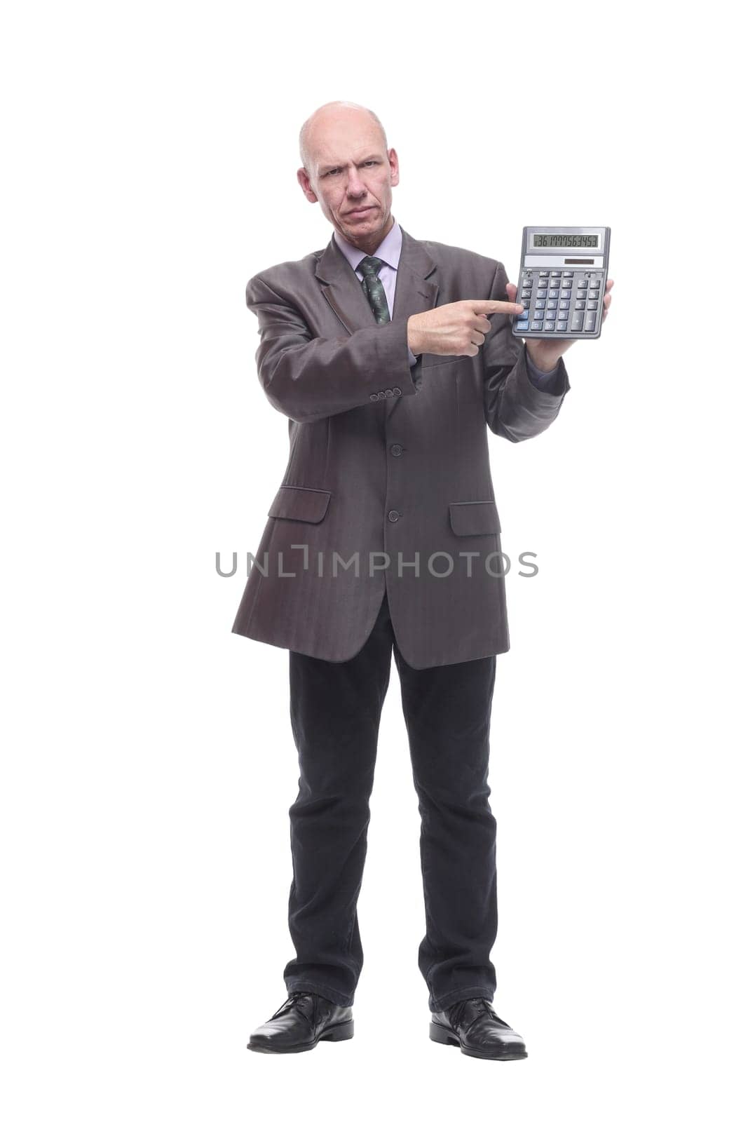 in full growth.business man with a calculator. by asdf