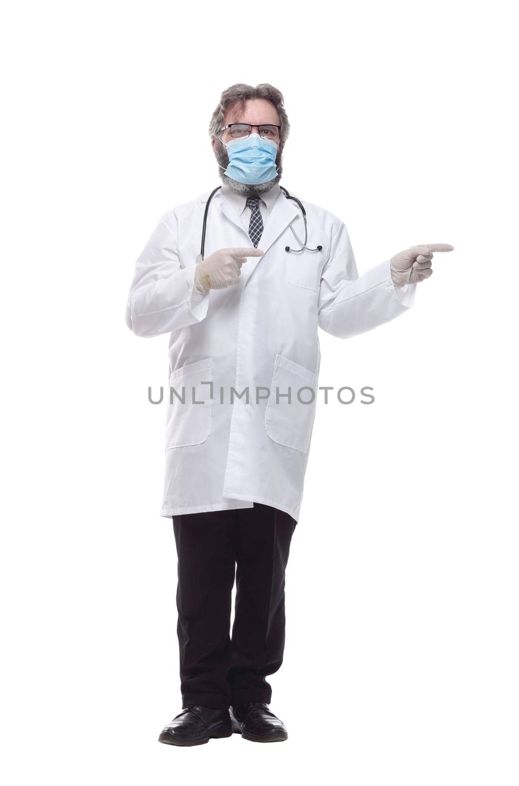 doctor therapist in a protective mask . isolated on a white by asdf