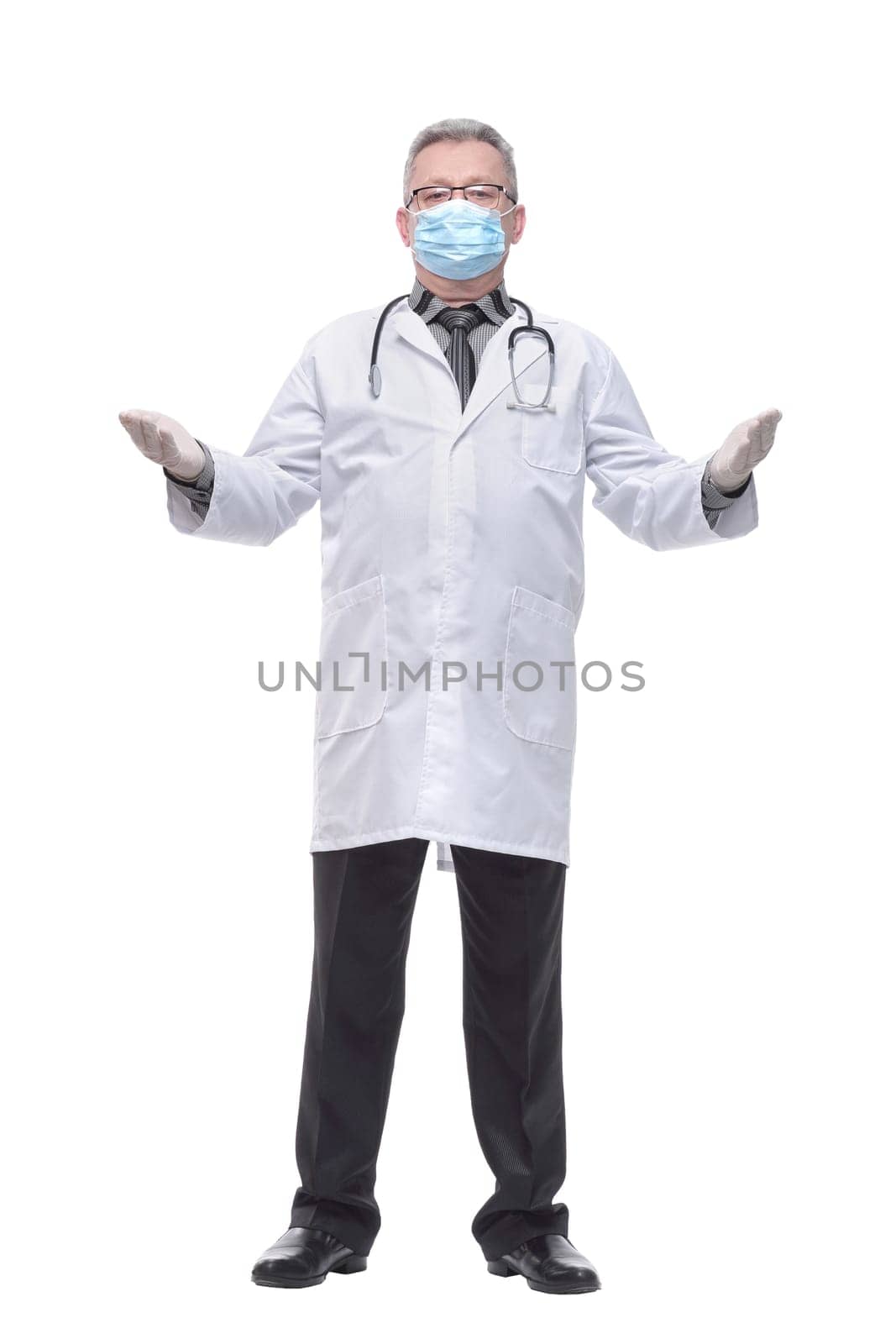 A doctor with face masks looking at camera by asdf