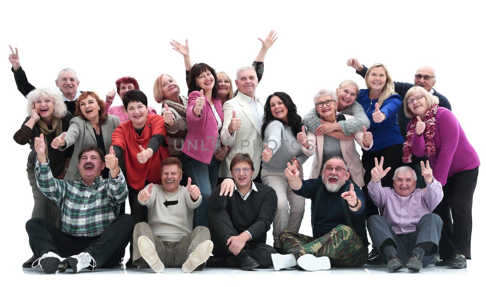 groups of happy mature people showing their success. by asdf