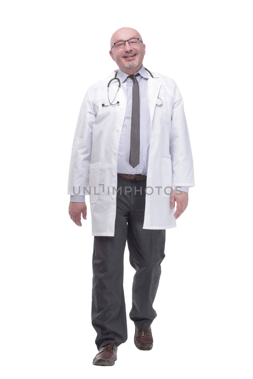 successful mature doctor in a white coat . by asdf