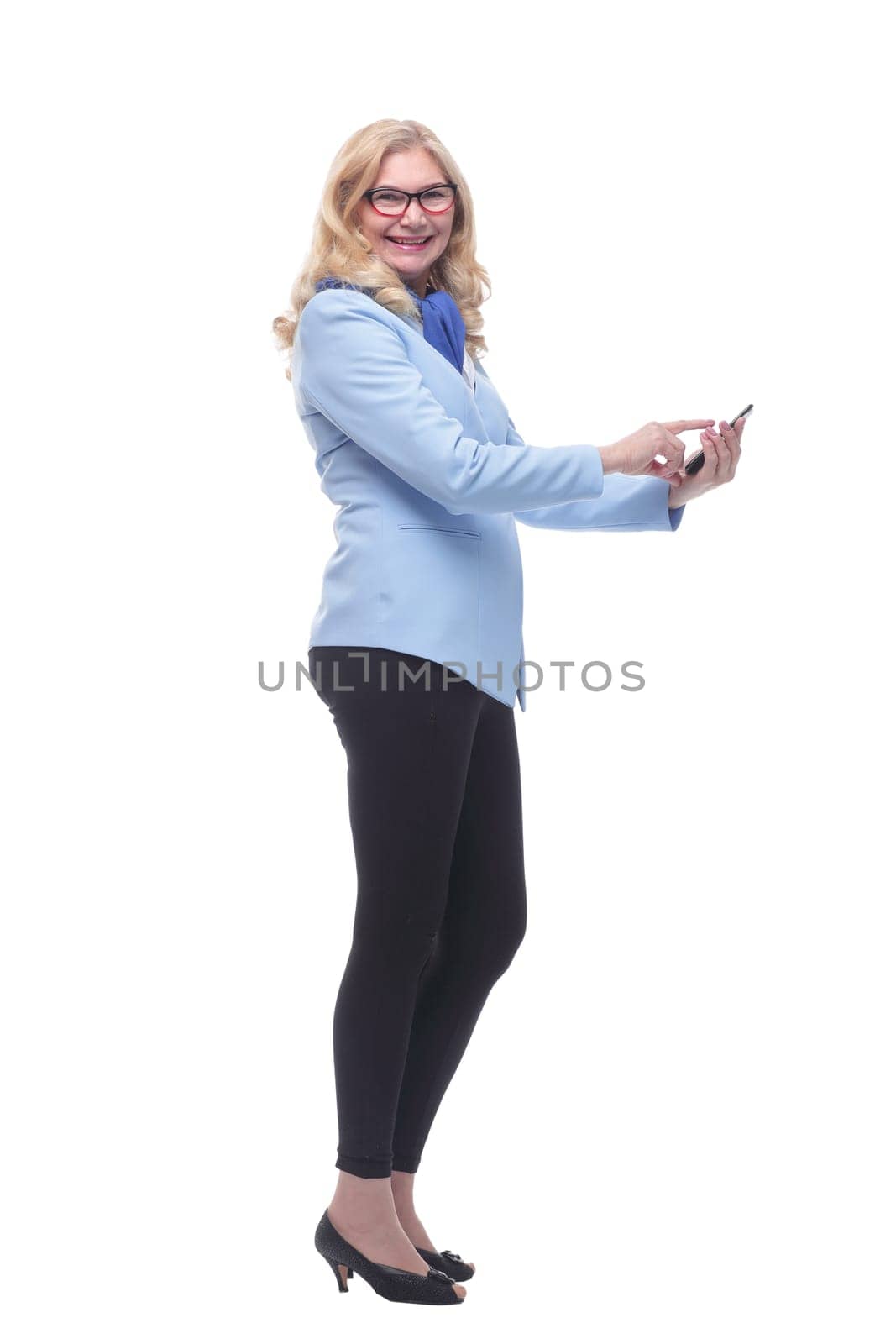 side view. smiling woman making an order in an online store . by asdf