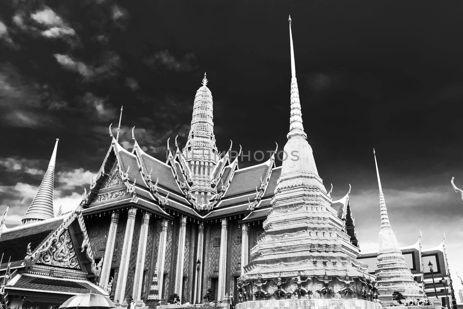 The Wat Phra Kaew, Temple of the Emerald Buddha, full official name Wat Phra Si Rattana Satsadaram, is regarded as the most sacred Buddhist temple (wat) in Bangkok, Thailand.