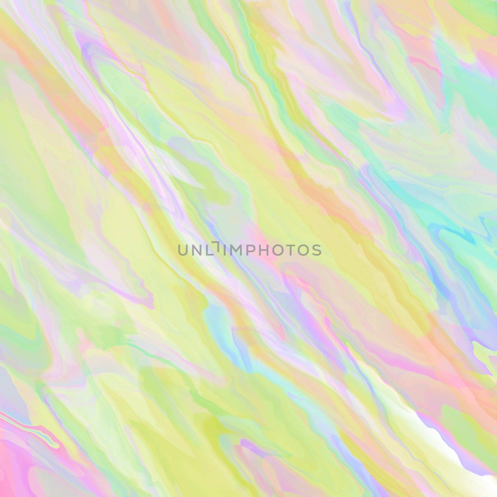 Abstract holographic backdrop with bright multicolored watercolor mixing together