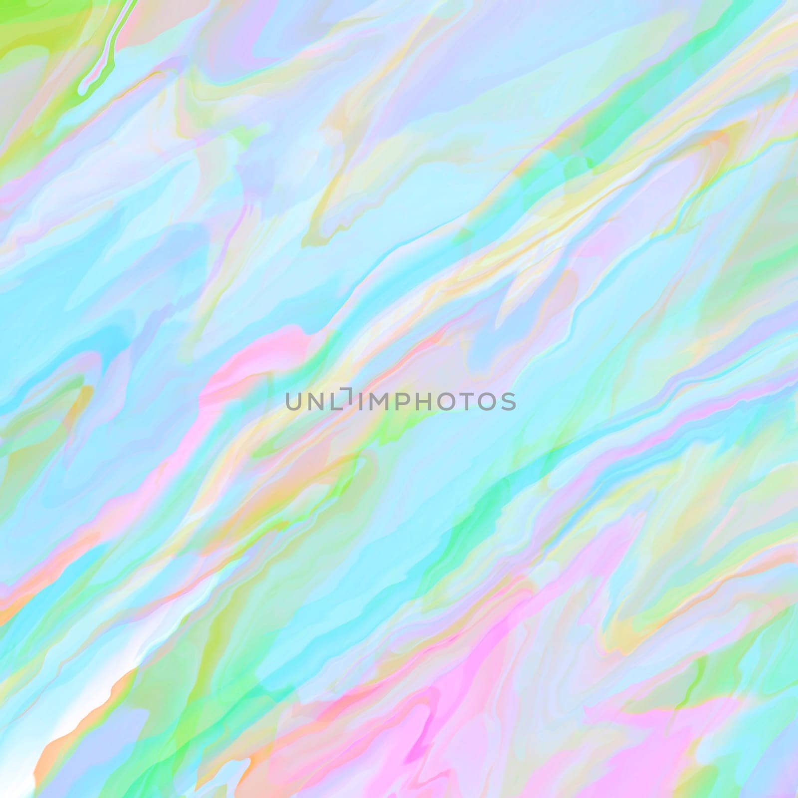 Abstract holographic backdrop with bright multicolored watercolor mixing together