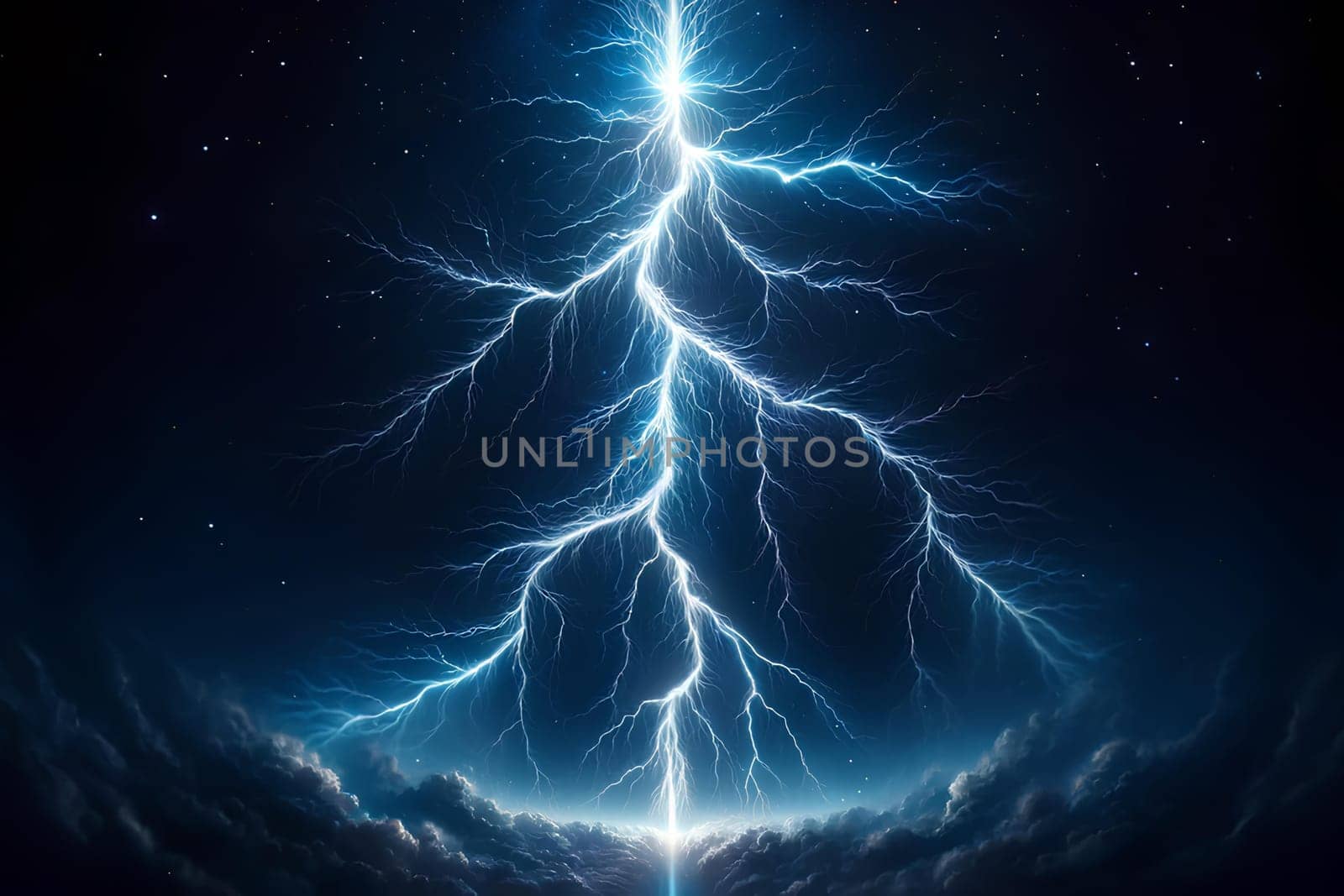 a lightning bolt in a night sky.