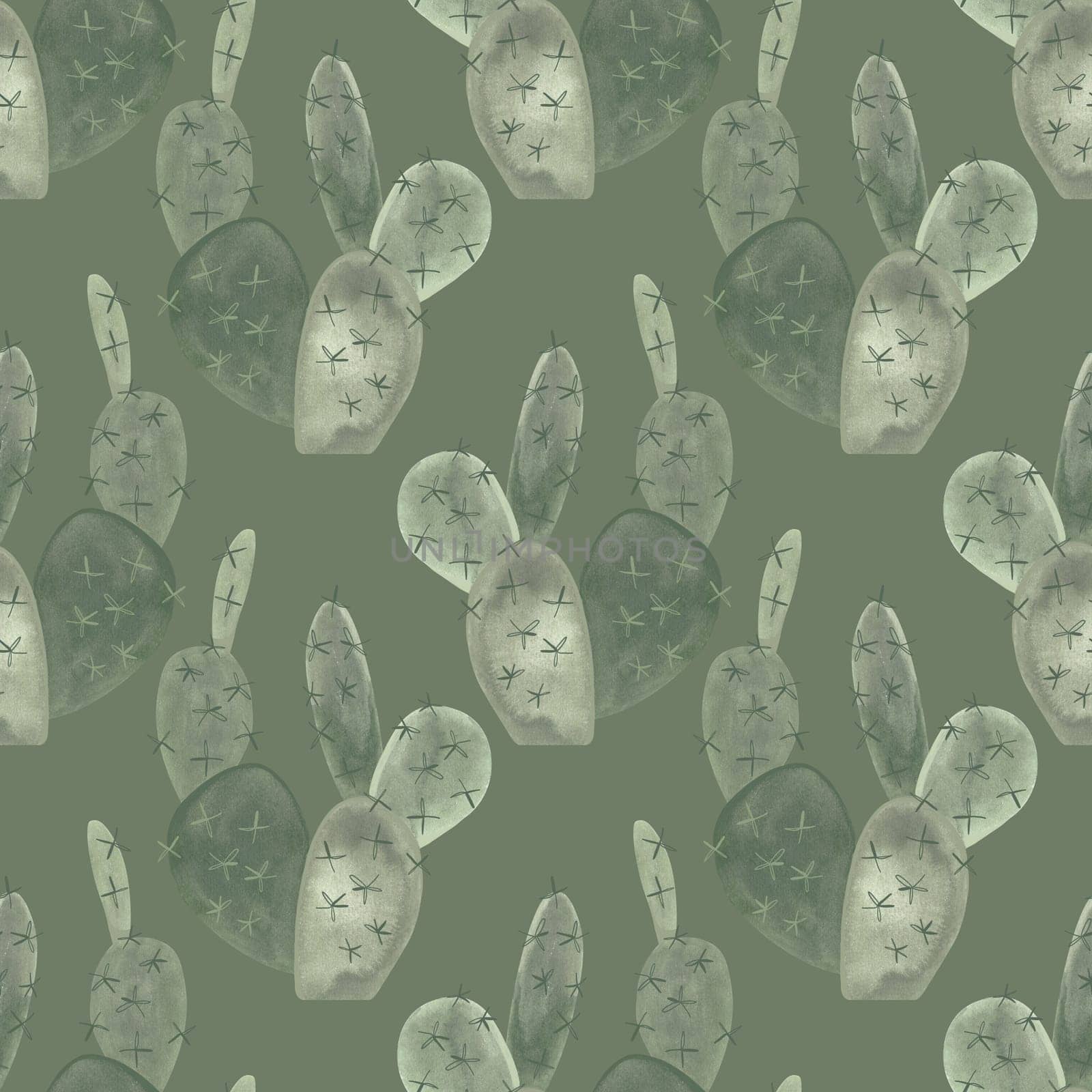 Cacti. Seamless watercolor pattern for wrapping paper, wallpaper and textiles