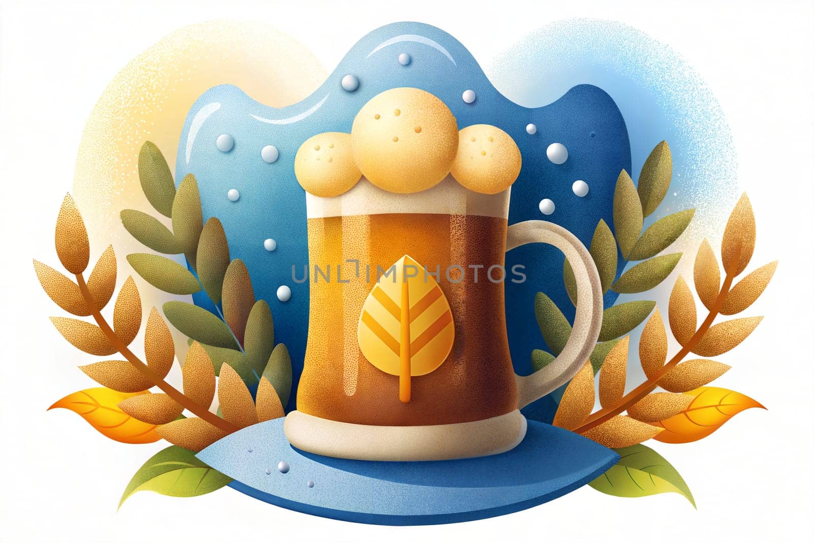 Bavarian beer glass on white background. Octoberfest concept. Ai generated image