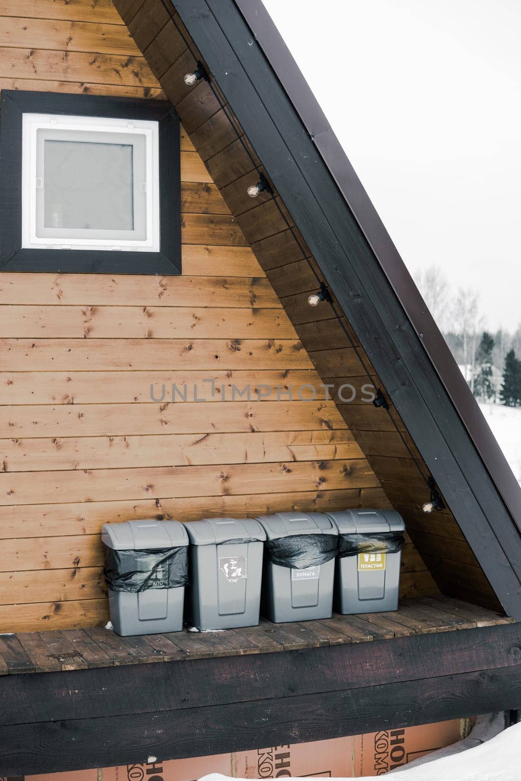A country house in nature in winter. Rest in an ecologically clean place in winter. Glamping in nature