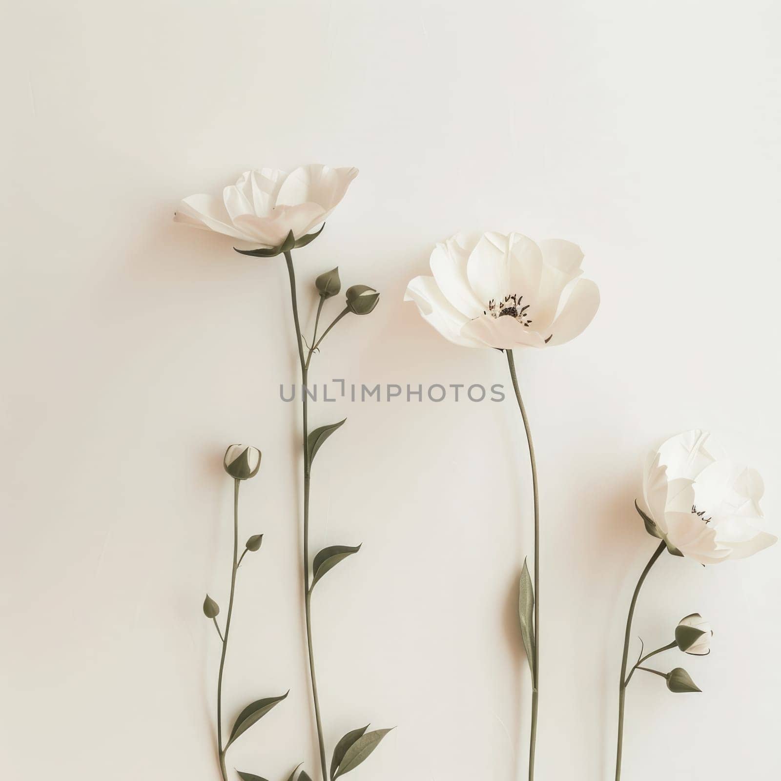 A cluster of delicate flowers in soft pink and white hues sways gently, showcasing their intricate petals and slender stems.