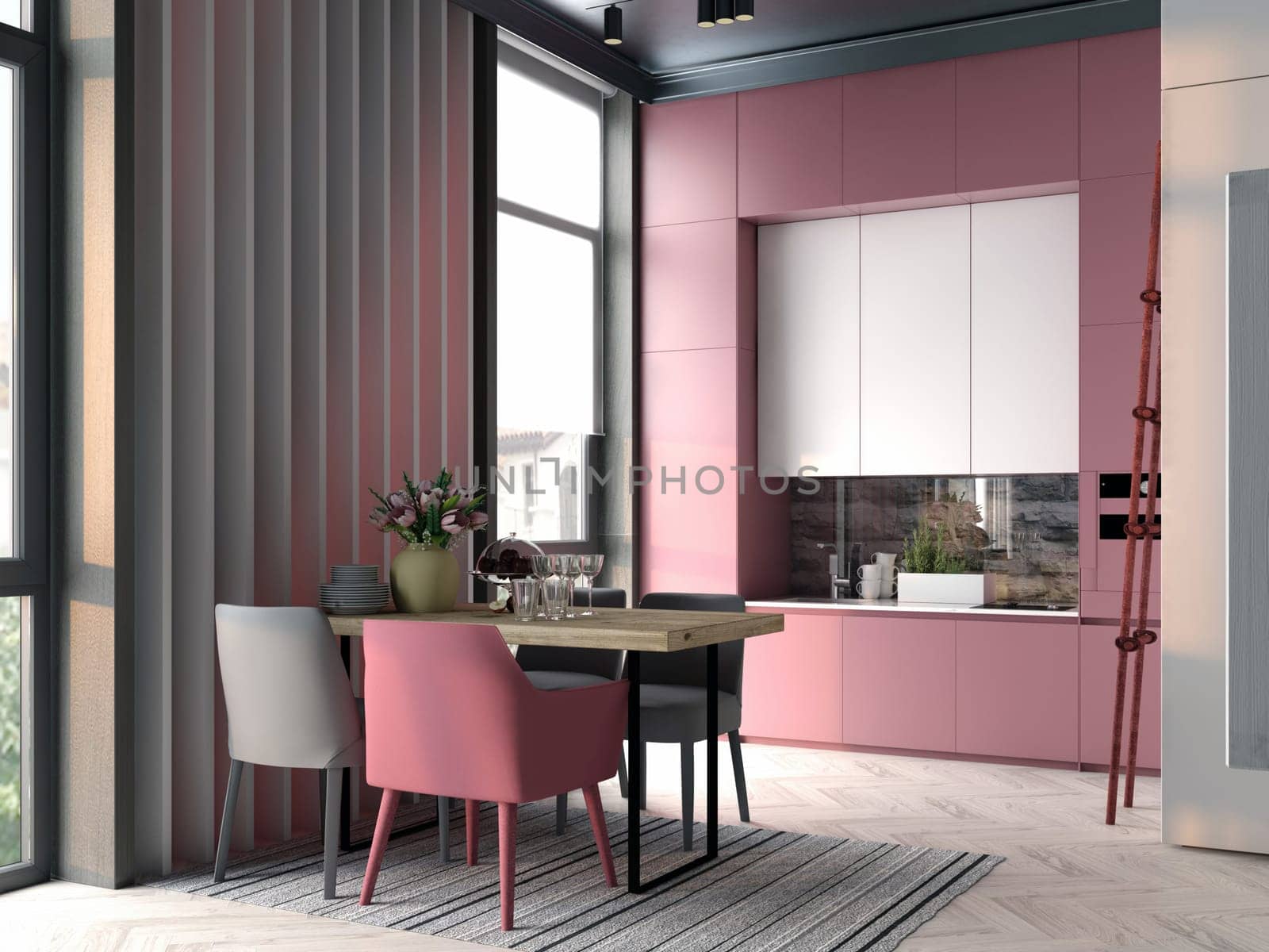 modern living room interior. 3d rendering