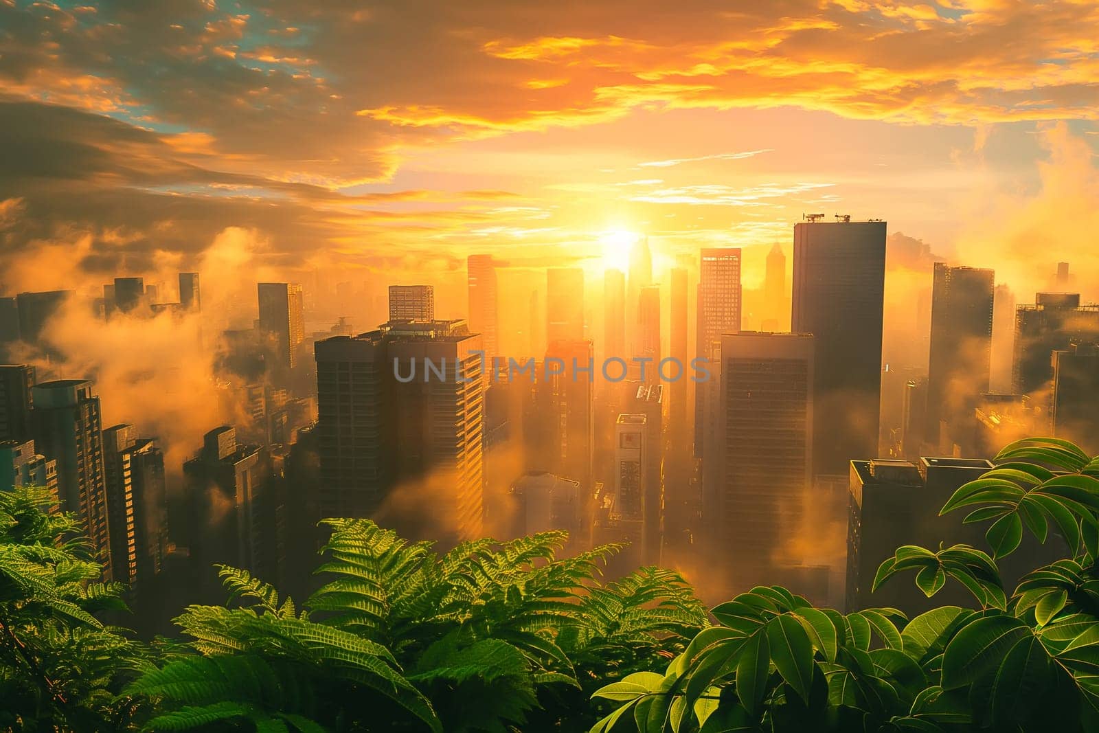 Sustainable living and the harmonious integration of nature within urban environments. Concepts related to green energy, renewable resources, and sustainable urban development.
